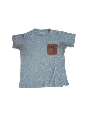 Publish Brand Men's Medium Green T-Shirt White Brown Flap Pocket Short Sleeve